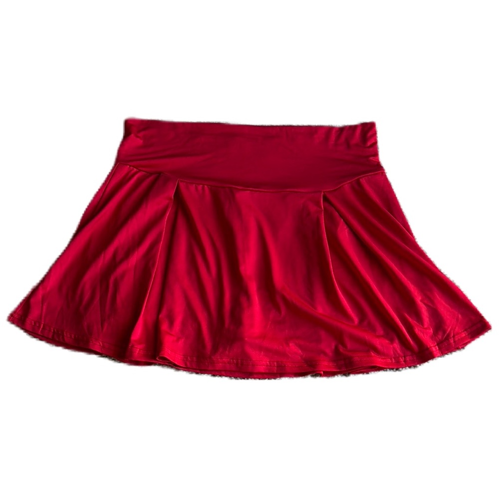 Red Mini Pleated Skater Skorts